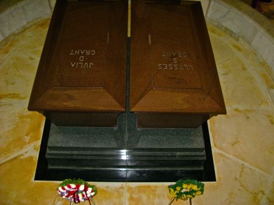Sarcophagi of Ulysses and Julia Grant. Made of red granite. 